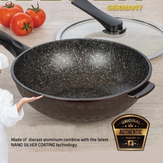 ☏ PANCI MOEGEN GERMANY MARBEL COATING WOK PAN MARBLE MOGEN GERMAN - WOK moegen ❂