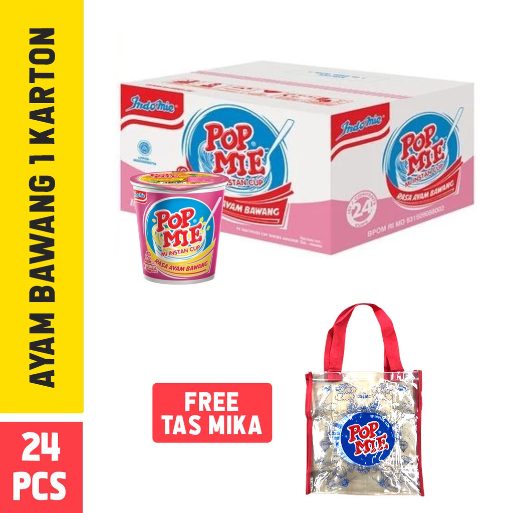 

Pop Mie Kuah Rasa Ayam Bawang 1 Dus isi 24pcs + FREE Tas Mika