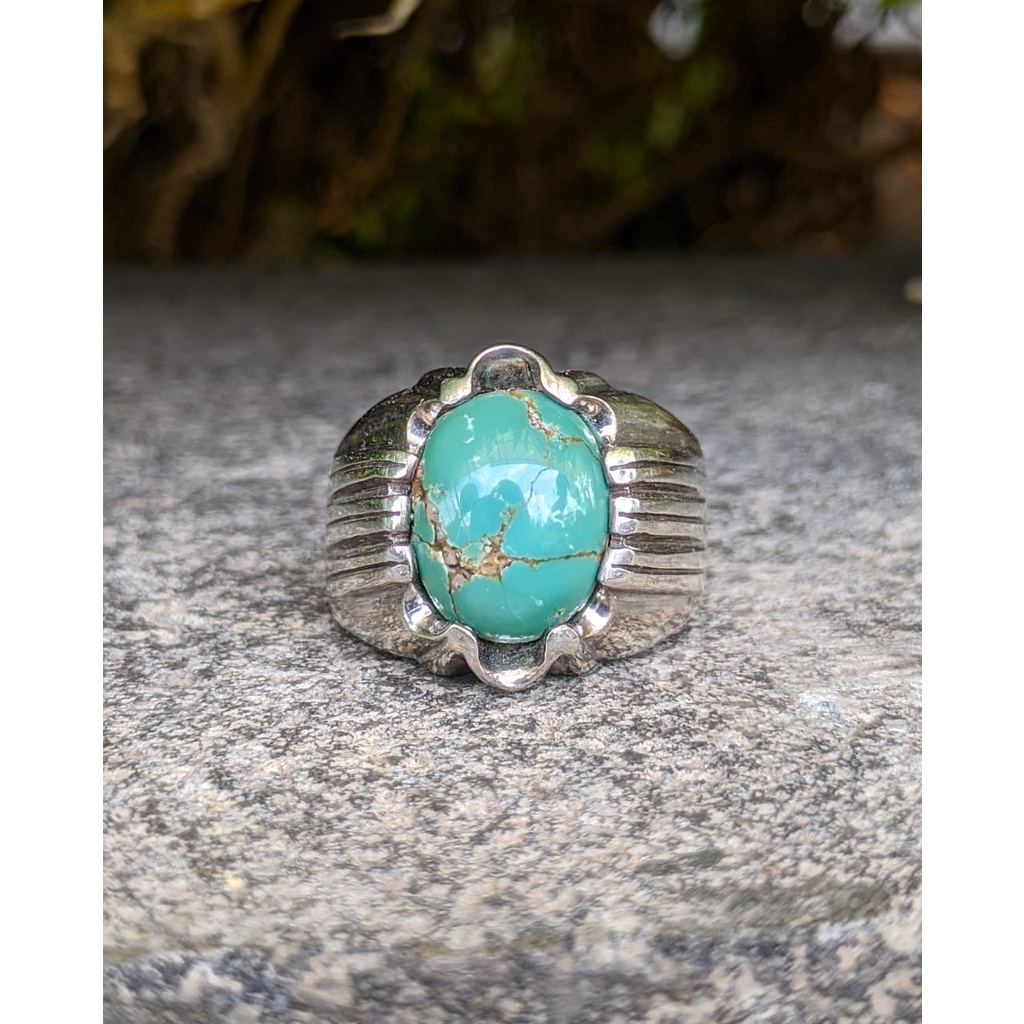 Cincin Pirus Persia Hijau Tosca Ring Perak 925 Handmade