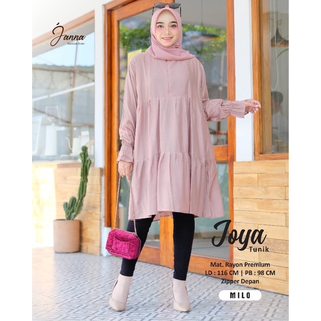 NEW JOYA TUNIK LD116 MAT RAYON PREMIUM HQ BUSUI ZIPER DEPAN ORIGINAL JANNA