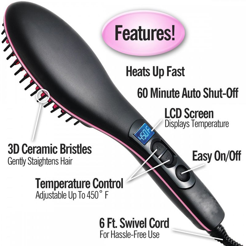 Sisir catok pelurus rambut / Simply Straight artifact Hair Straightener Brush Ceramic Electric