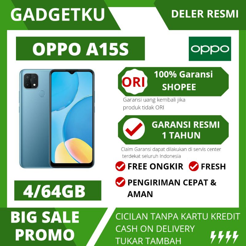 OPPO A15S RAM 4/64 GB GARANSI RESMI OPPO HARGA SRP OPPO BARU DAN HERSEGEL