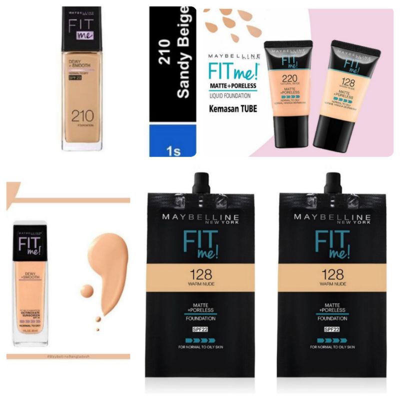 Maybelline Fit me Matte + Poreless LiQuid Foudation 18 gr Dewy +Smooth Foundation spf 23 30ml