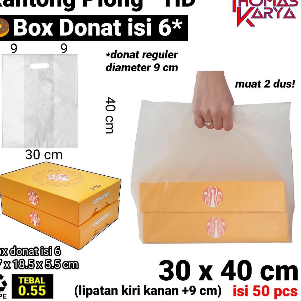 

[KODE FTPAA] 30x40 cm Kantong Plong HD Box (lipatan 9 cm) Plastik Box Donat Isi 6 | Plastik Boks Donat 1/2 Lusin