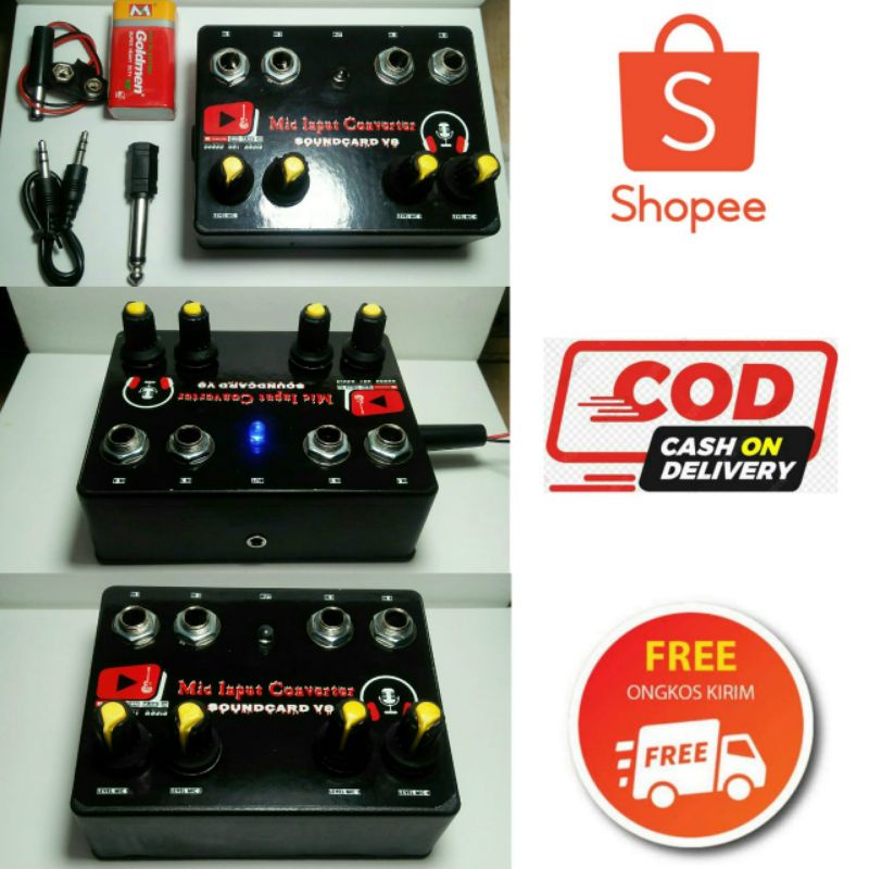 Mic converter soundcard v8 output bisa ke condenser dan dynamic (mic input converter soundcard v8)