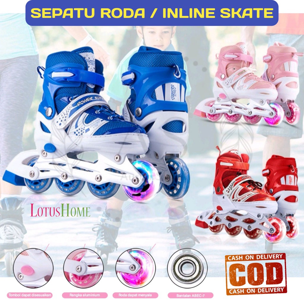 Sepatu Roda Anak Power Inline Skate / Power Roller Skate / Free Tas / Free Baut Bajaj