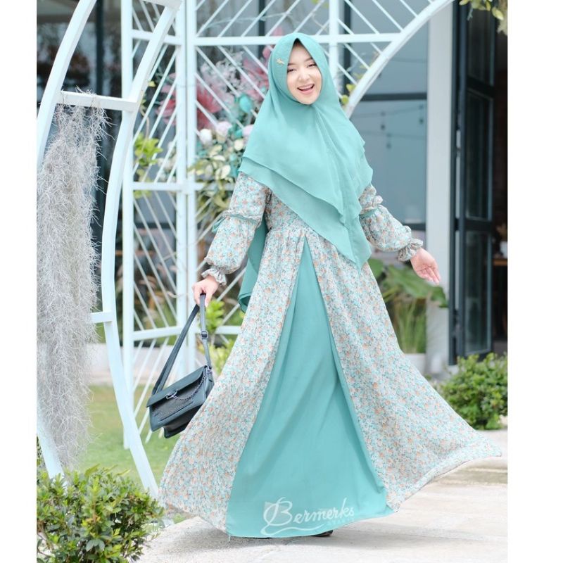 Gamis syari Monica alana set ORI Bermerks Syari