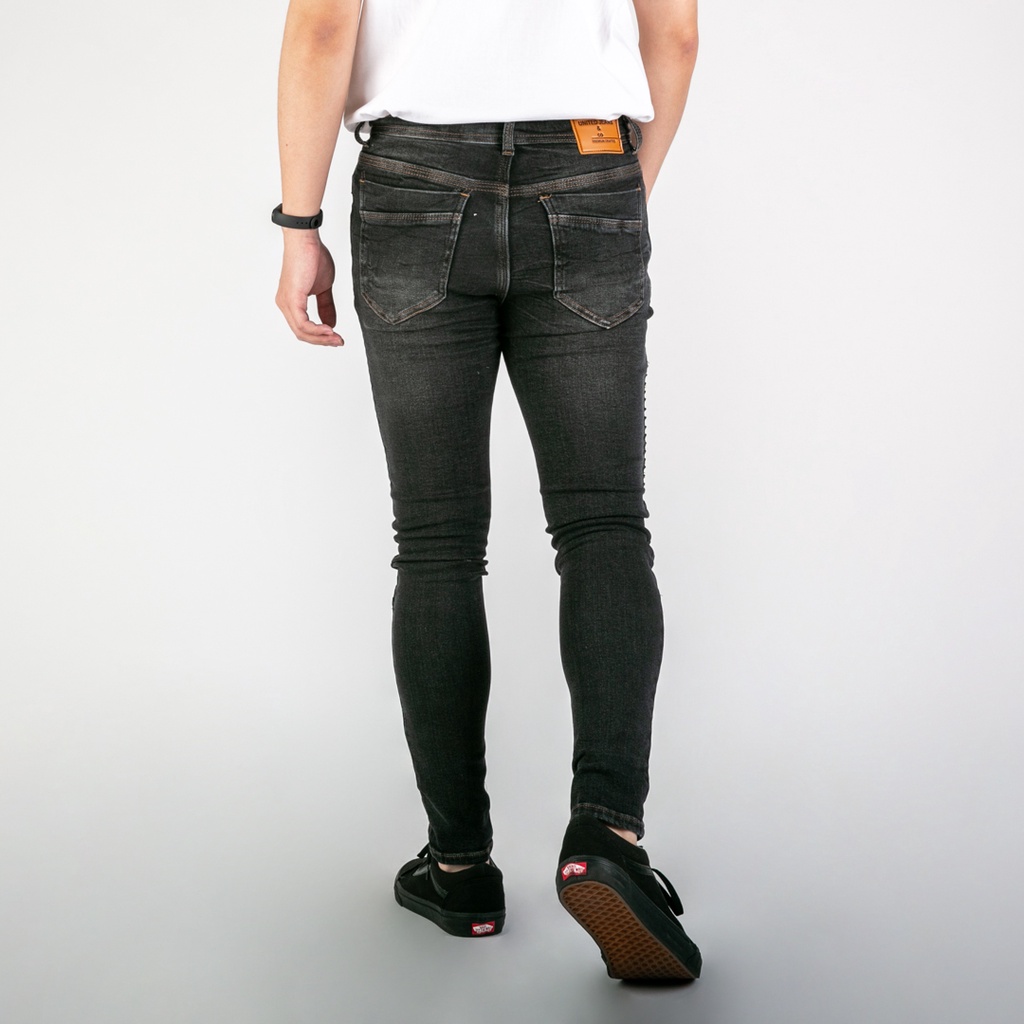 UNITEDJEANS - Celana Jeans Pria Bahan Stretch Denim - Biker Jeans - Exodius Black - (UJB-10)
