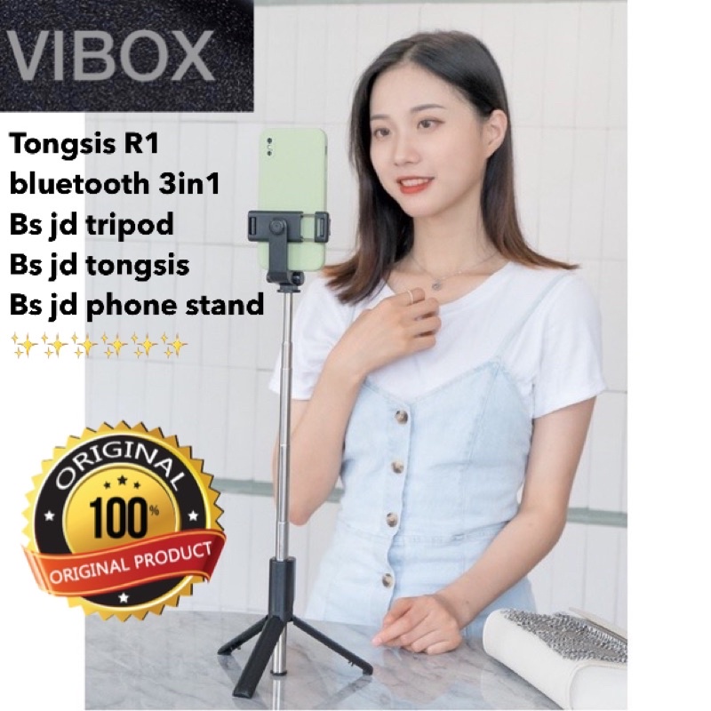 TONGSIS TRIPOD 3IN1 BLUETOOTH VIBOX R1 ORIGINAL MACARON SELFIE STICK UNIVERSAL PHONE STAND