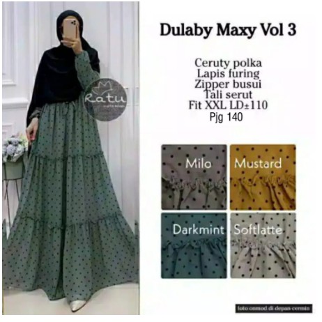 Dress Kondangan Dres Wanita Jumbo Dulaby Maxy Vol 3 READY STOK Bahan ceruty Busui LD 110 Gamis Cerut