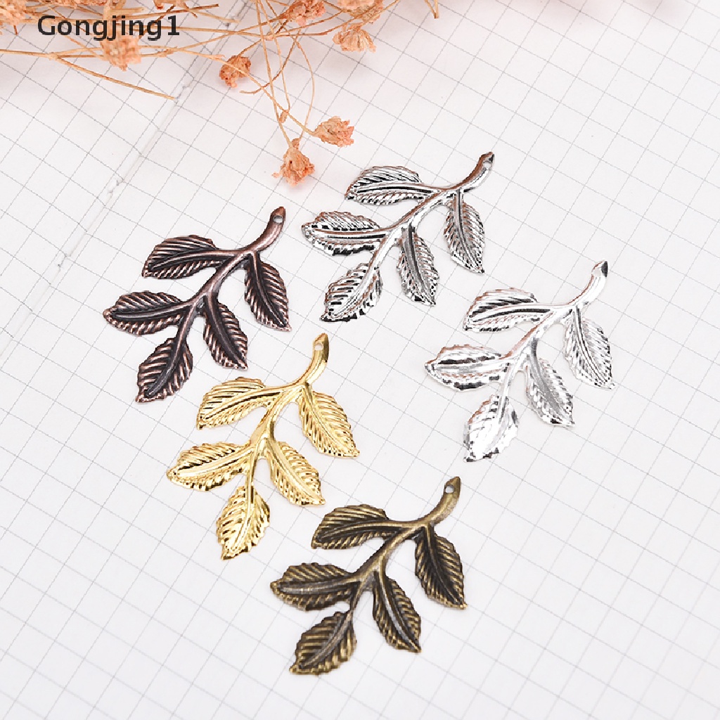 Gongjing1 30pcs / set Konektor Bentuk Daun Bahan Metal Untuk Membuat Perhiasan DIY