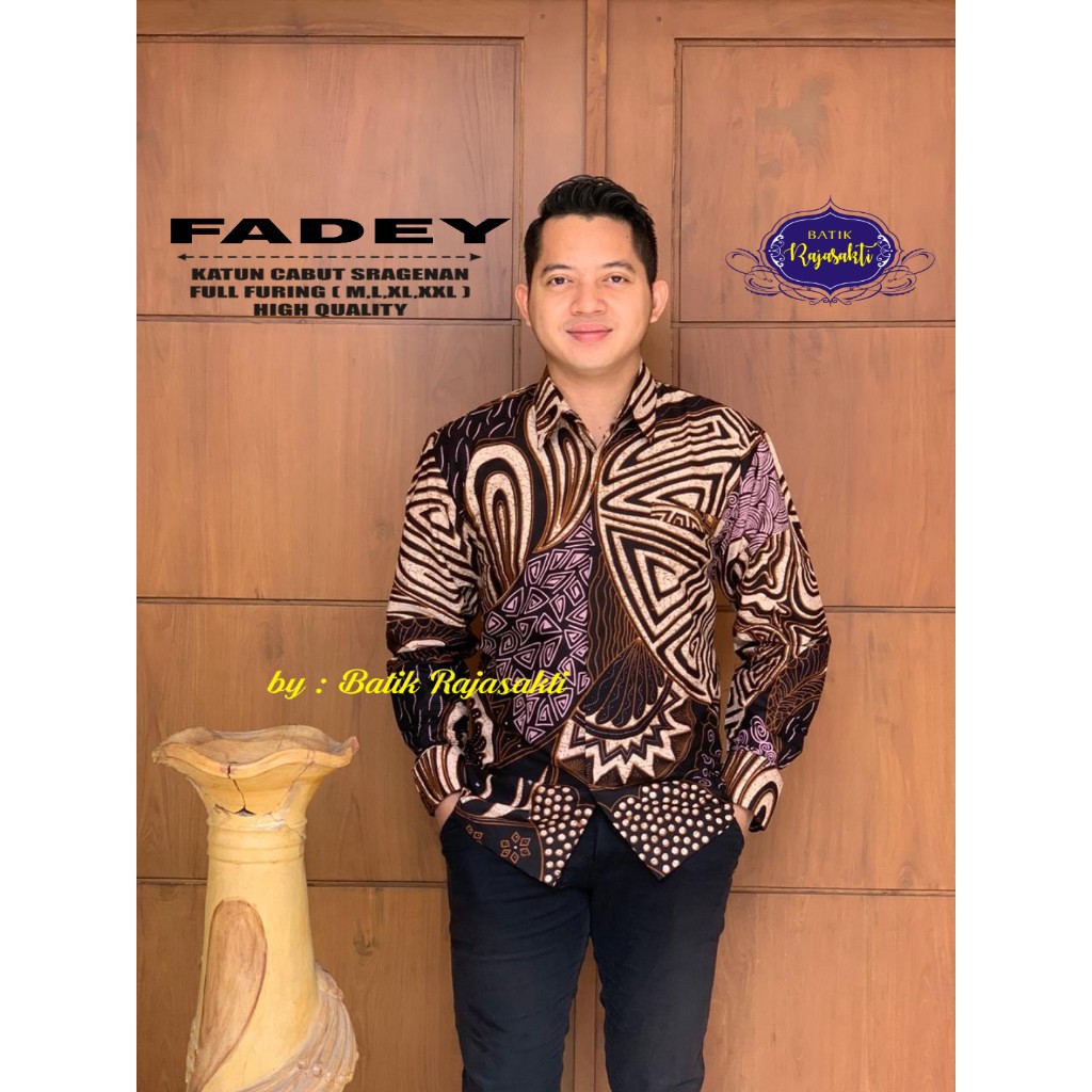 FADEY Kemeja Batik Pria Lengan Panjang Katun Halus FULL FURING Rajasakti