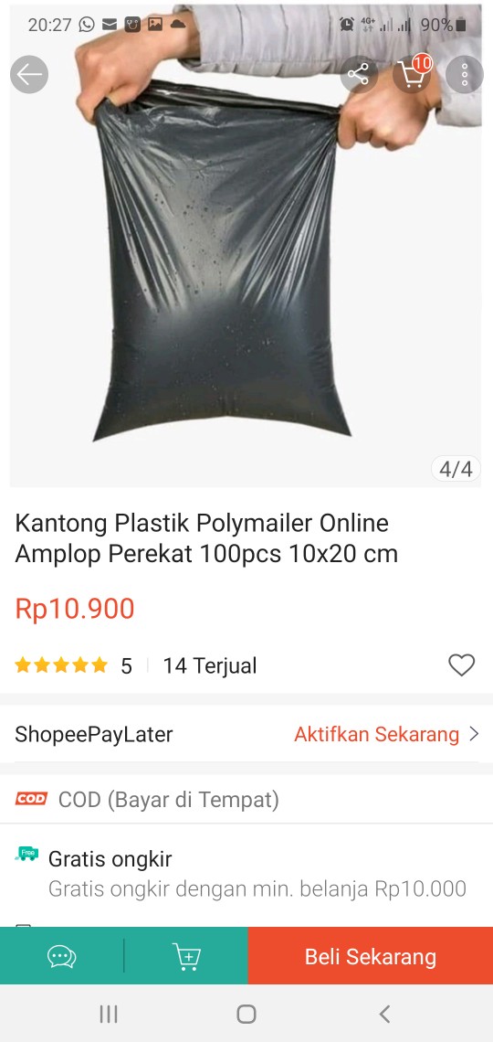 Kantong Plastik Packing Olshop 10x20 Cm Polymailer 100pcs