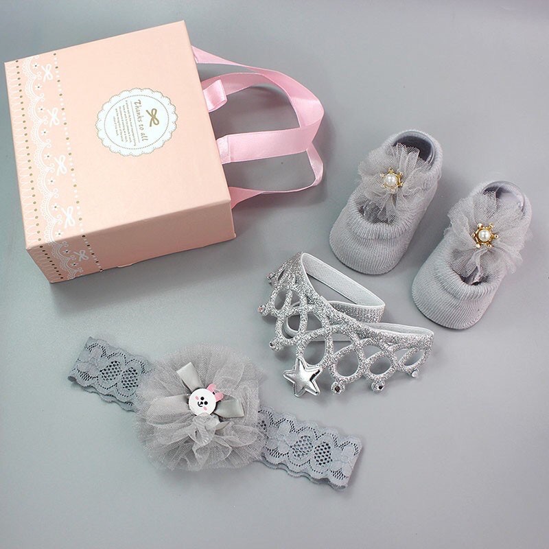 Bandana Bayi newborn rajut set sepatu Headband baby hairband shoes import lucu cute