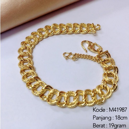 Gelang Tangan Rantai Sisik Naga Gold Titanium anti karat 41987