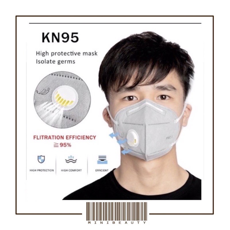 masker KN95 valve respirator grey sertifikasi FDA KN95 50”y protective mask with valve berwarna