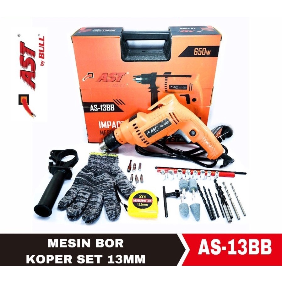 Mesin Bor Listrik 13mm Set AST - Bor Impact - Bor Beton 13 mm Koper