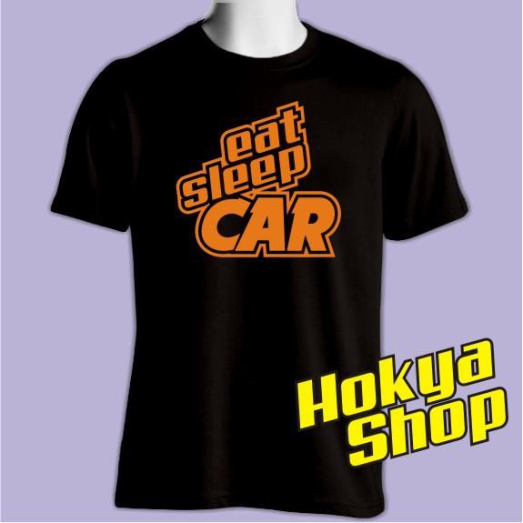 Kaos Hitam Eat Sleep Car 3i Network Sablon Oranye Hokya Shop