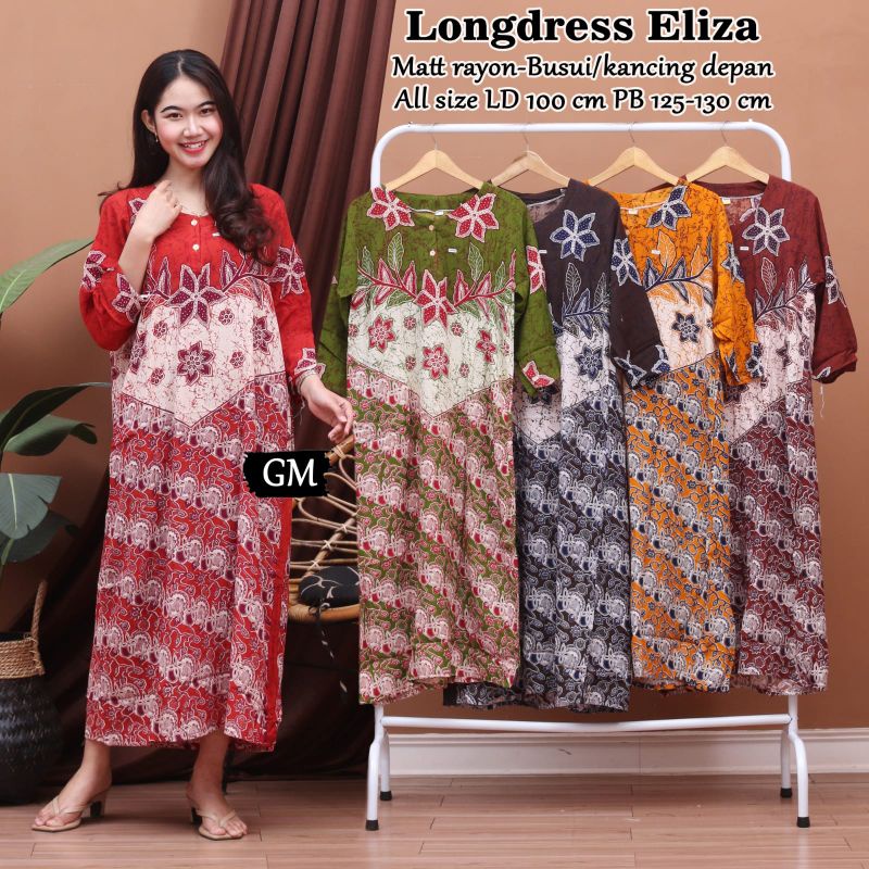 Longdres daster batik lengan panjang busui kekinian