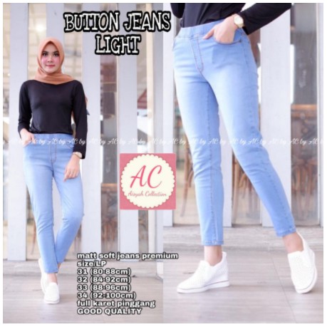 BUTTON LIGHT JEANS !! Jeans legging bahan melar