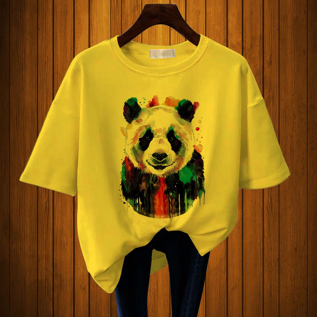 CALVIERO SHOP - BAJU KAOS WANITA PRINT PANDA WATER COLOR CASUAL