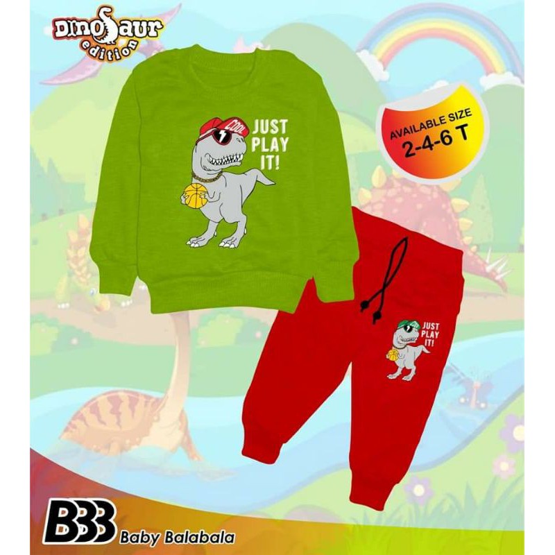 Setelan Sweter Jogger Dino