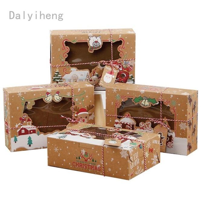 

4/8/12PCS CHRISTMAS COOKIE BOXES BAKERY GIFT BOXES KRAFT PAPER BOX DC452CD3