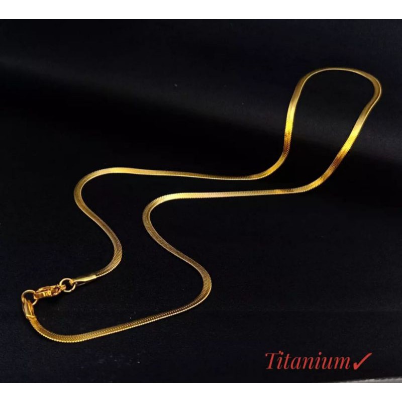 KALUNG titanium pria wanita gold silver KALUNG berkualitas anti karat gepeng