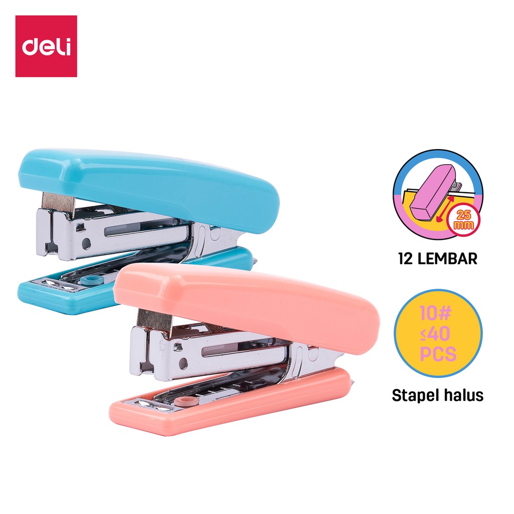 

Deli Stapler Sekolah Mini 10 dengan staples 4 Warna E0222 E0225