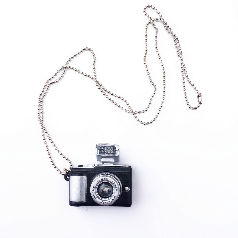 Punk Flash Camera Music Pendant Luminous Necklace Retro Small Camera Necklace