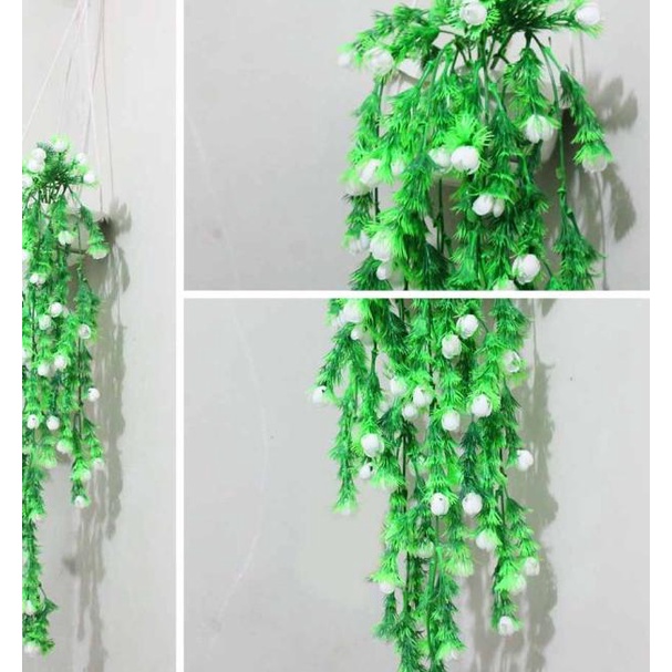 ✥ bunga plastik / bunga hias / bunga artificial + pot gantung putih ◊