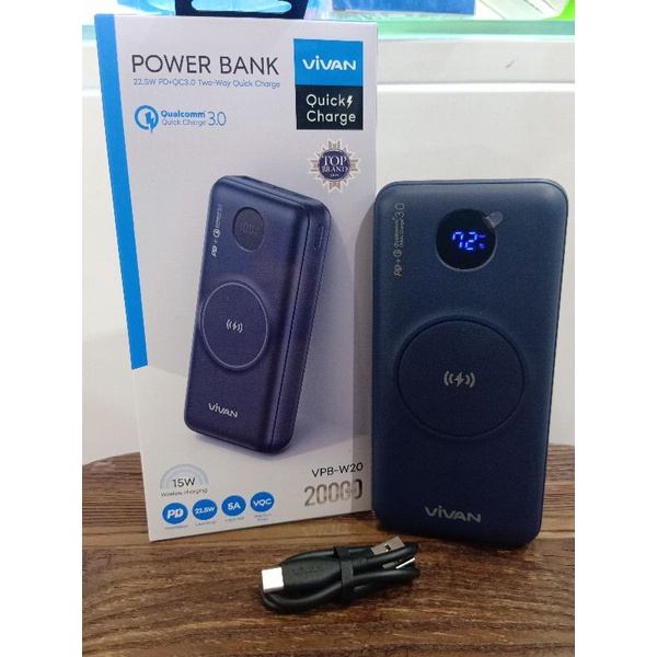 POWERBANK VIVAN VPB-W20 WIRELESS CHARGER ORIGINAL 20000mAh