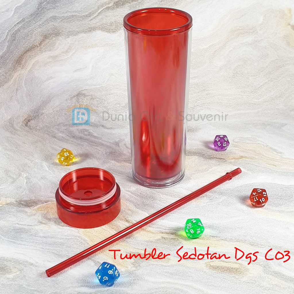 Tumbler Skinny 500ml FREE Sedotan Bening Dgs C03 Tumbler Sedotan Body transparant Bonus Sedotan