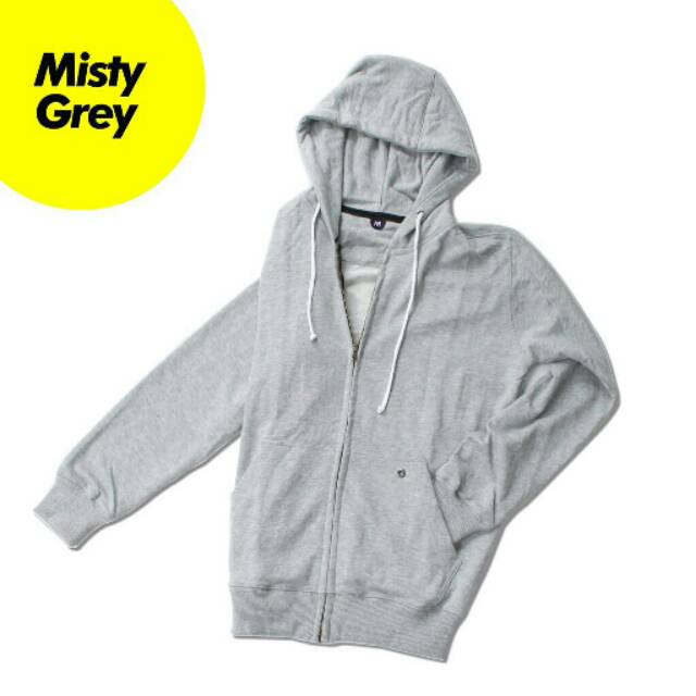 Hoodie Zipper Sweater Polos Warna Grey Misty | Basic Hoodie untuk Pria dan Wanita