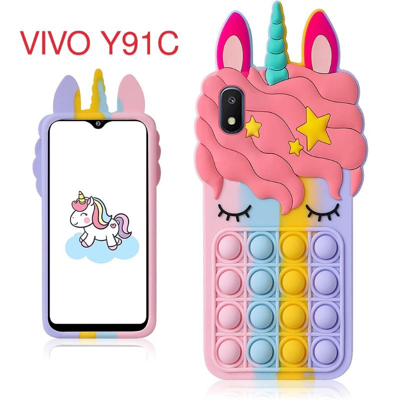 Casing POP IT Vivo Y91C SofCase POP IT 3D Unicorn Kuda Poni