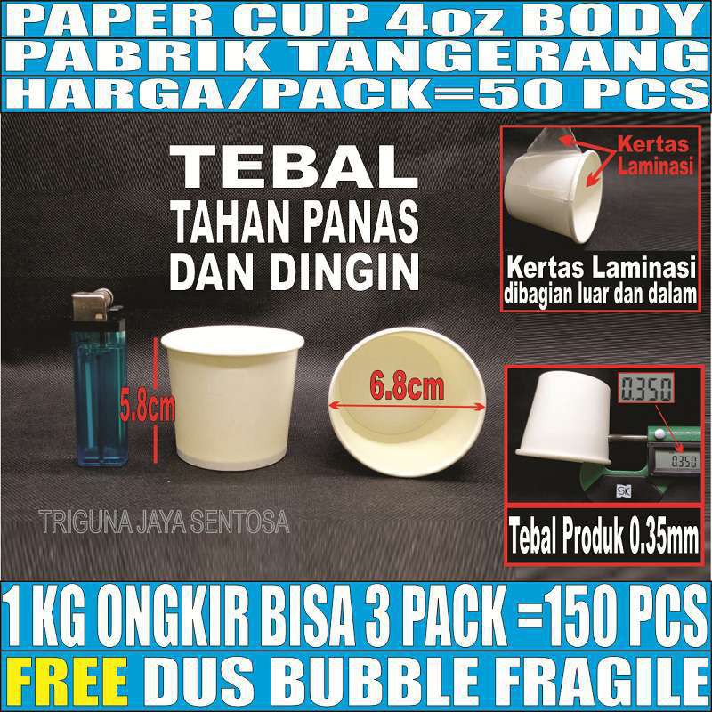 Paper Cup 4oz Tebal Gelas Per Pack Kertas Ice Cream Eskrim Es Krim 4 Oz Murah
