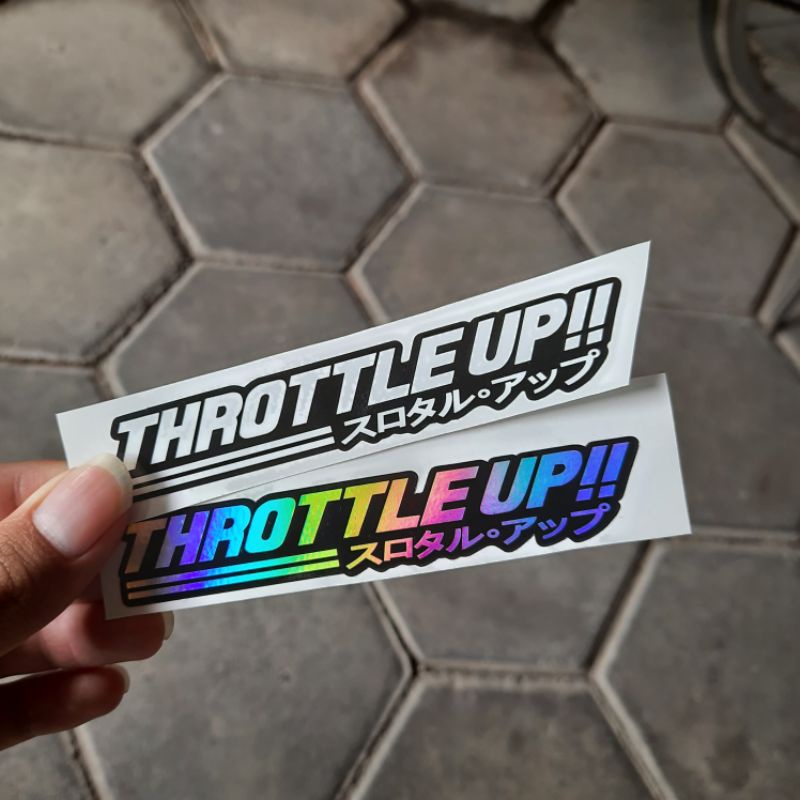 

Stiker Printing Throttle Up Hologram Sticker Print Cut Visor Helm Motor Termurah ukuran 10cm
