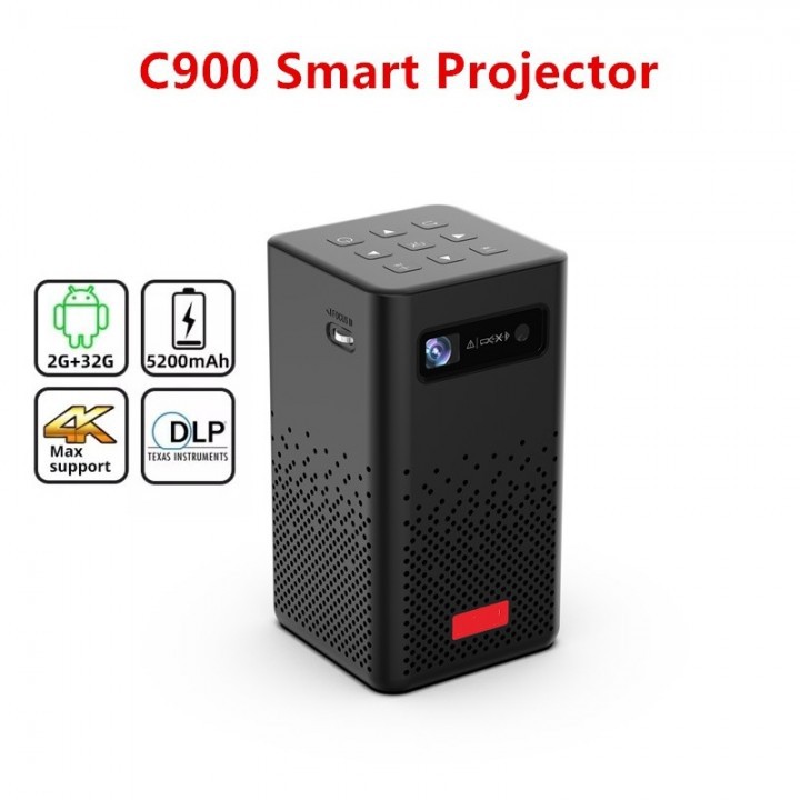 TOUMEI C900 - Mini Smart Android 9.0 DLP Projector - 100ANSI Lumens