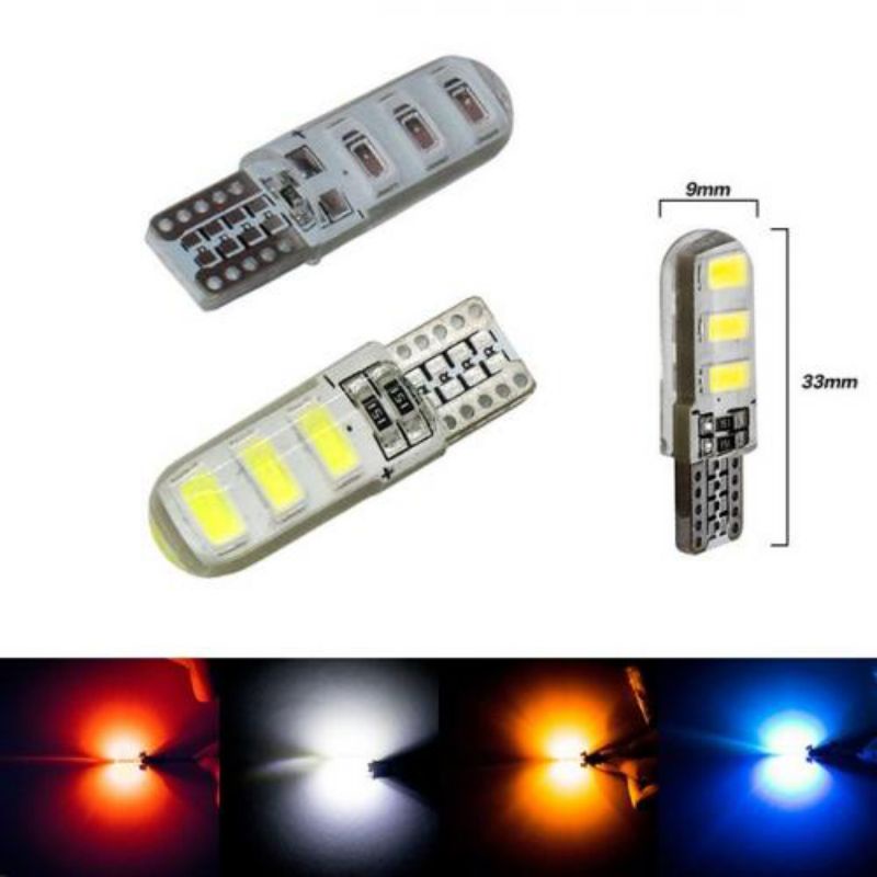 Lampu Strobo Kedip Motor Mobil T10 tancap W5W Led Gel 6 Smd Sein Sen Senja Plat Nomor Spedometer Kabin