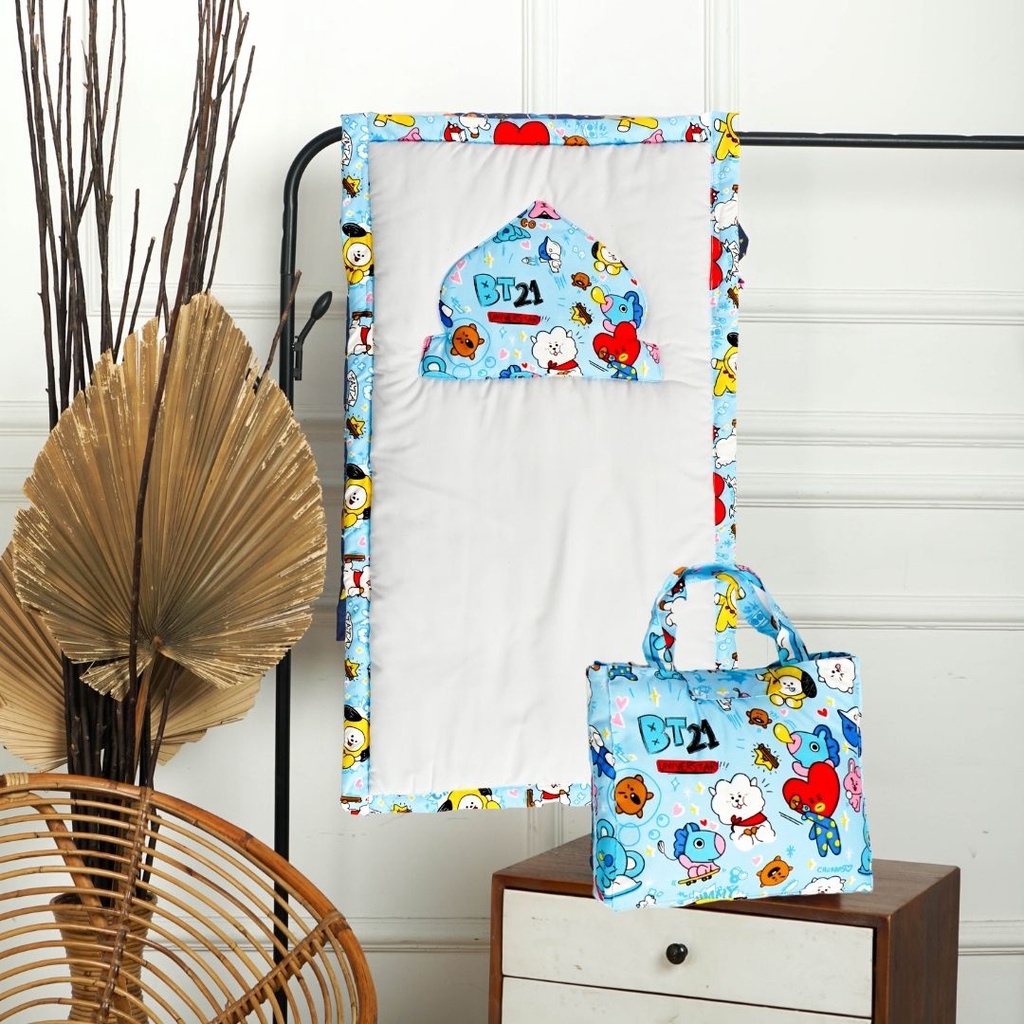 Sajadah Anak + Tas Karakter / Sajadah Anak Motif / Sajadah Anak Tebal 51 x 91-Bt21 Blue