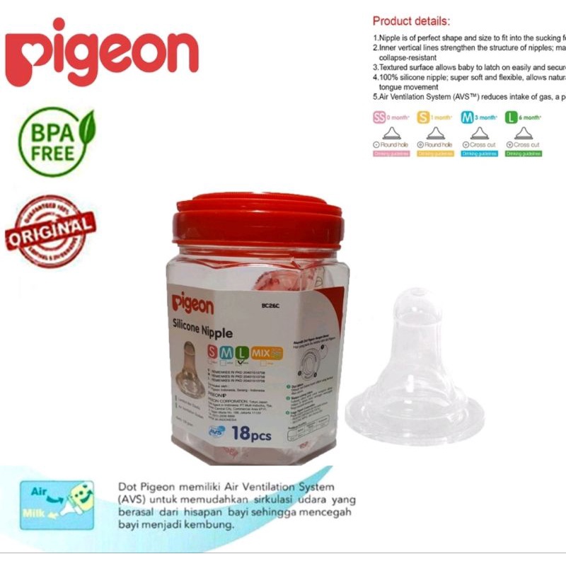 Pigeon Dot Bayi Silicone Nipple Eco Size  L