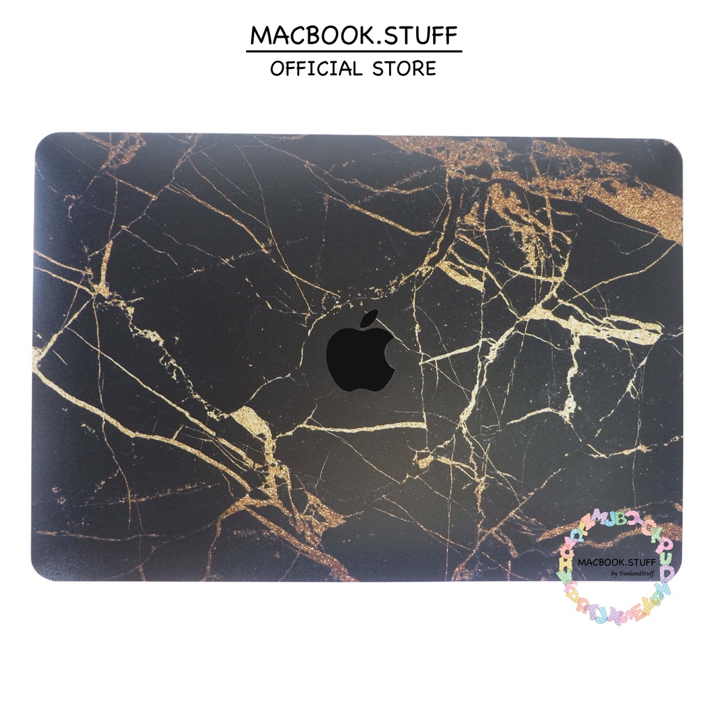 MACBOOK Case DRW MARBLE BLACK-GOLD NEW AIR PRO RETINA 11 12 13 14 15 16 INCH NON /  WITH CD ROOM / TOUCHBAR / TOUCH ID / M1 2020 2021 2022