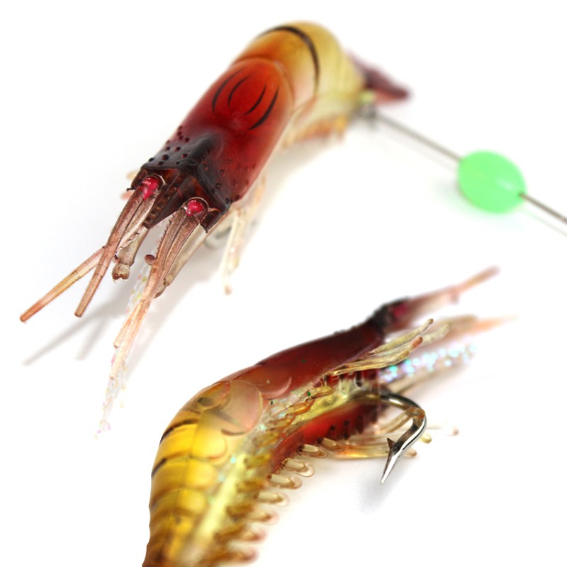 SYFishing 1Pcs Luminous Soft Shrimp Umpan Pancing 8cm 6g Swimbait Fishing Lure Ikan Bass Wobbler Kail Memancing Floating Bait Tackle