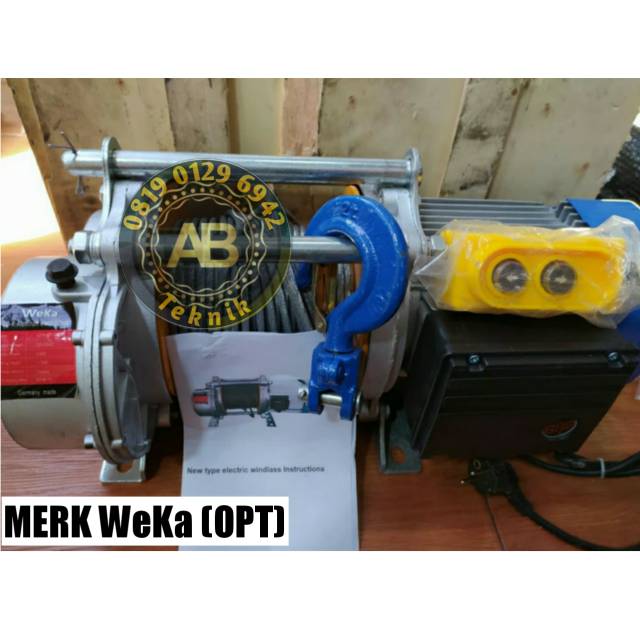 Electric Hoist WeKa (OPT) 1200kg x 100 meter - New Electrik Hoist 220V Katrol elektrik - listrik