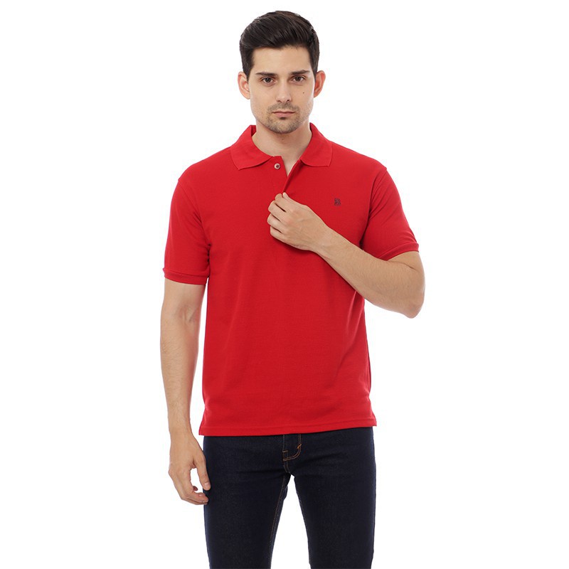 BlueButton Classic Men Embroidery PoloShirt Merah