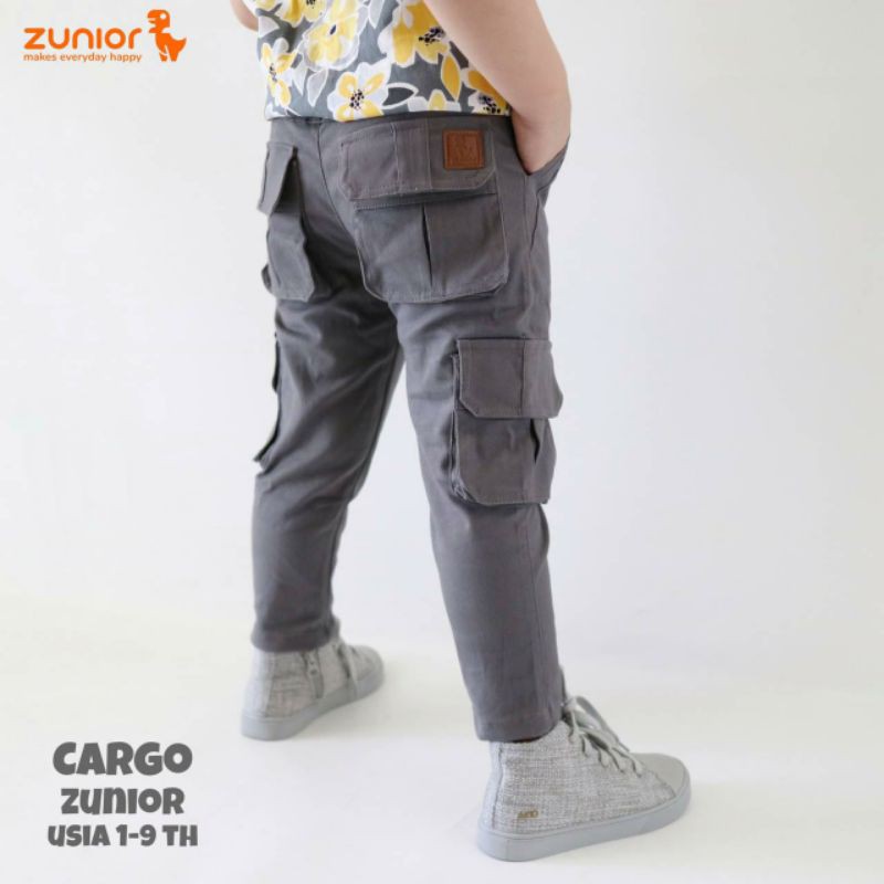 Celana Anak Cargo Anak Zunior Premium Abu-Abu 1-12 Tahun