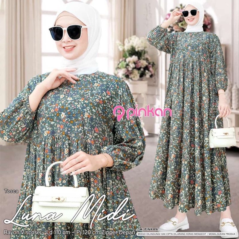 Midi Dress Rayon premium Ori by Pinkan