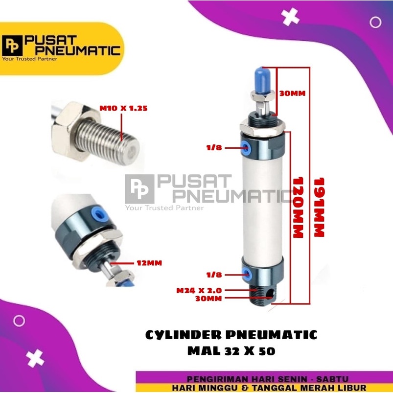 

MAL 32x50 CYLINDER PNEUMATIC MAL 32 X 50