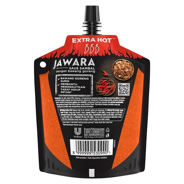 

uuttudd Jawara Saus Sambal Bawang Goreng Extra Hot Pouch 120Ml Twin Pack Fsfs201