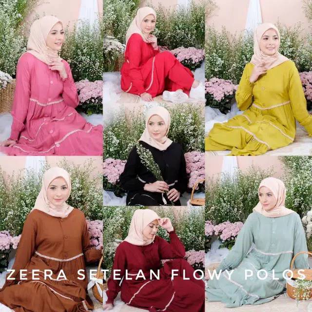 Daster arab zeera setelan flowy polos by zeera ORI